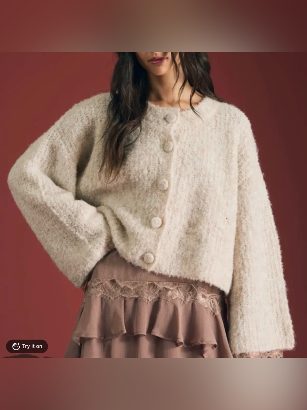 New Blu Pepper Button-Up Chunky Knit Cardigan ~ Oatmeal Cream